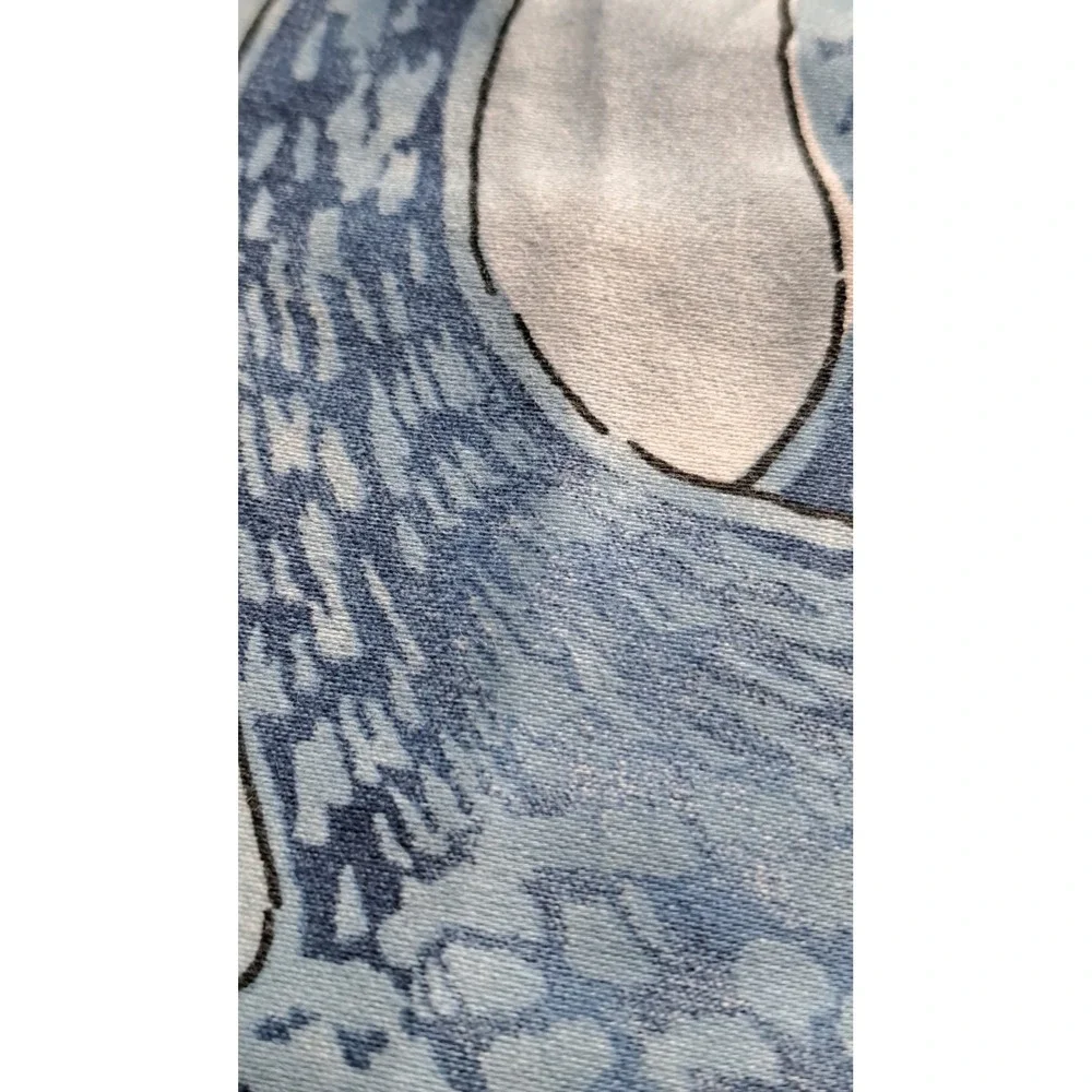 Williams Sonoma Queen Duvet Cover Set 2 Pillow Shams Blue Floral 100% Cotton